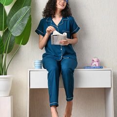 Ichaa Premium Rayon LoungeWear Set- Teal