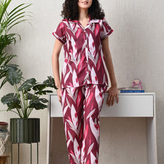 Ichaa Premium Rayon LoungeWear Set- Wine