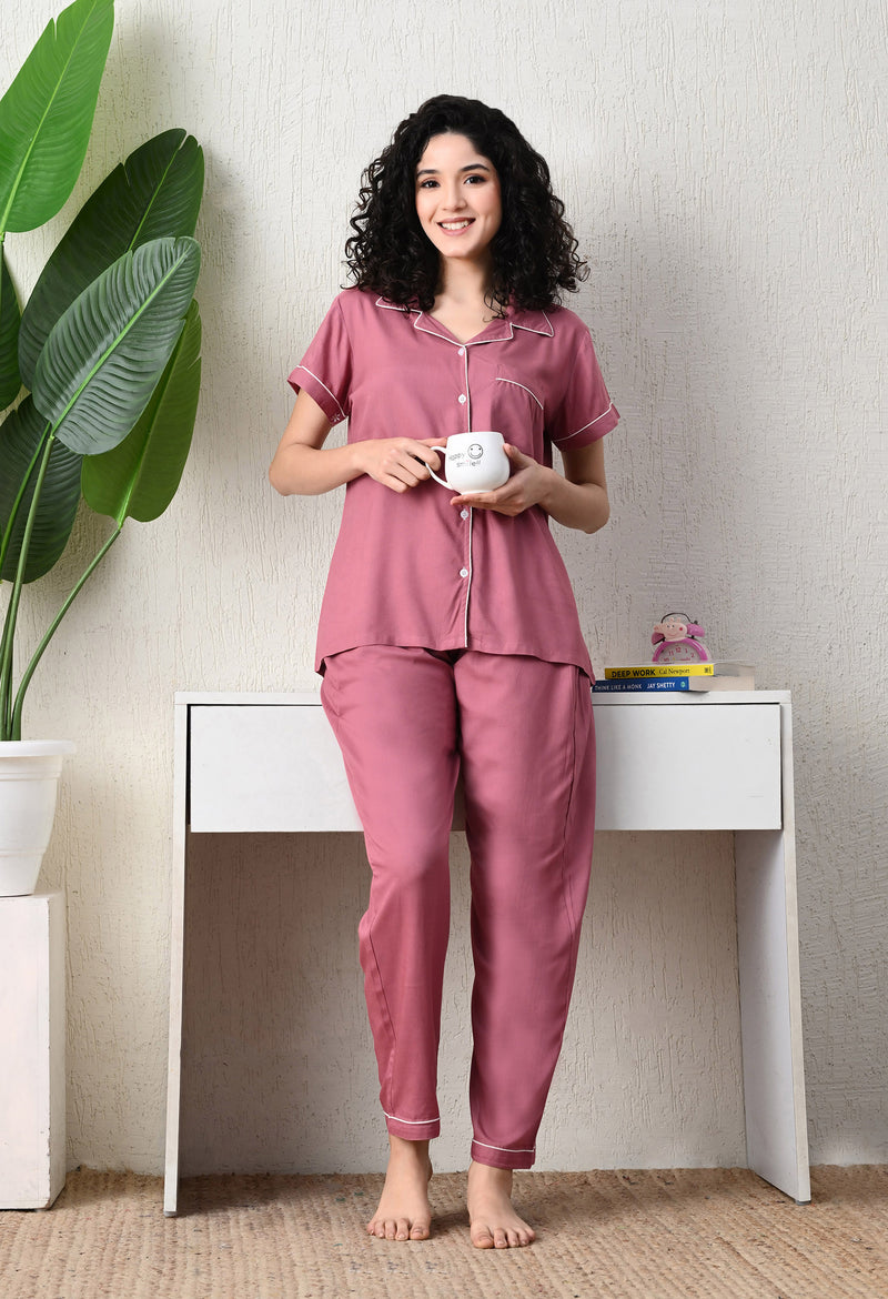 Ichaa Premium Rayon LoungeWear Set- Peach