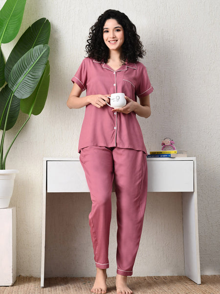 Ichaa Premium Rayon LoungeWear Set- Peach