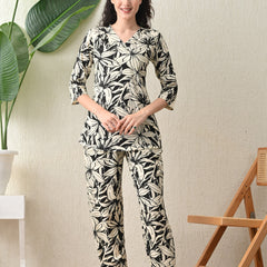 Ichaa Premium Rayon LoungeWear Set- Black