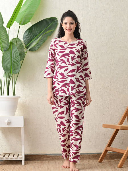 Ichaa Premium Rayon LoungeWear Set-Cream