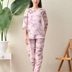 Ichaa Premium Rayon LoungeWear Set- Lavender