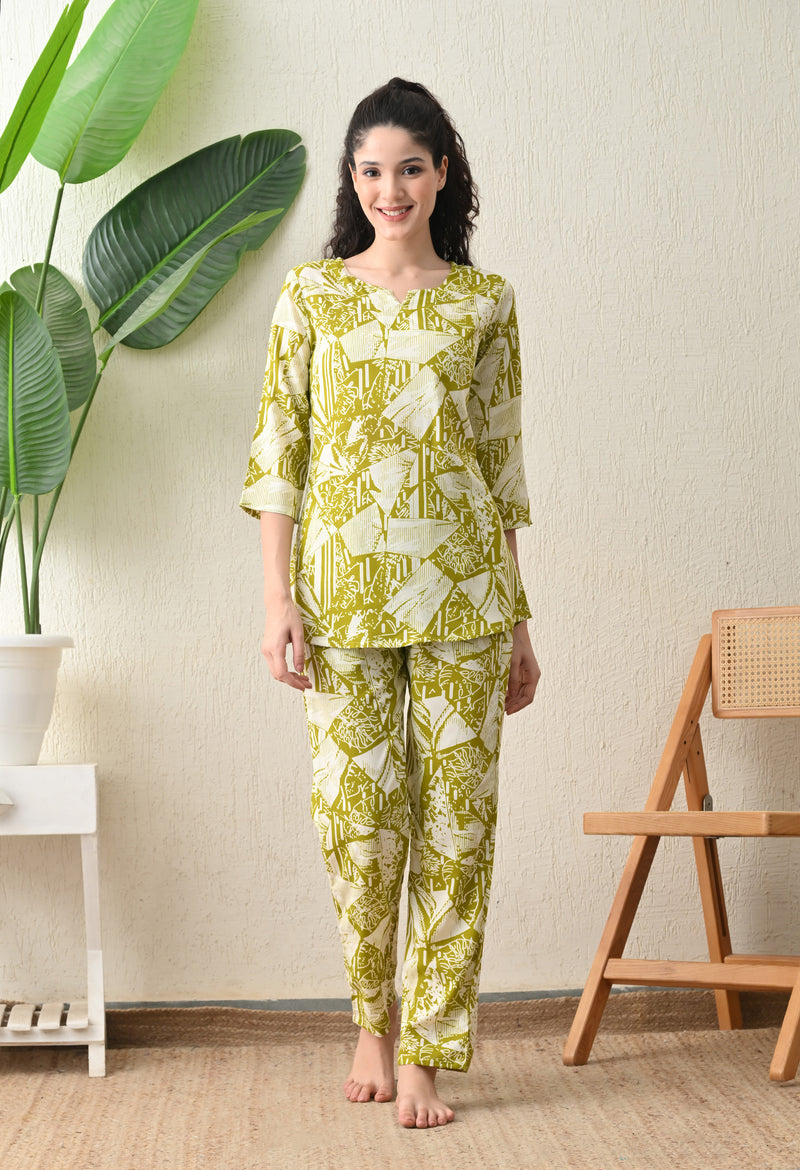 Ichaa Premium Rayon LoungeWear Set- Lime