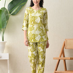 Ichaa Premium Rayon LoungeWear Set- Lime