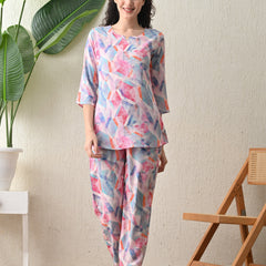 Ichaa Premium Rayon LoungeWear Set- Multicolor