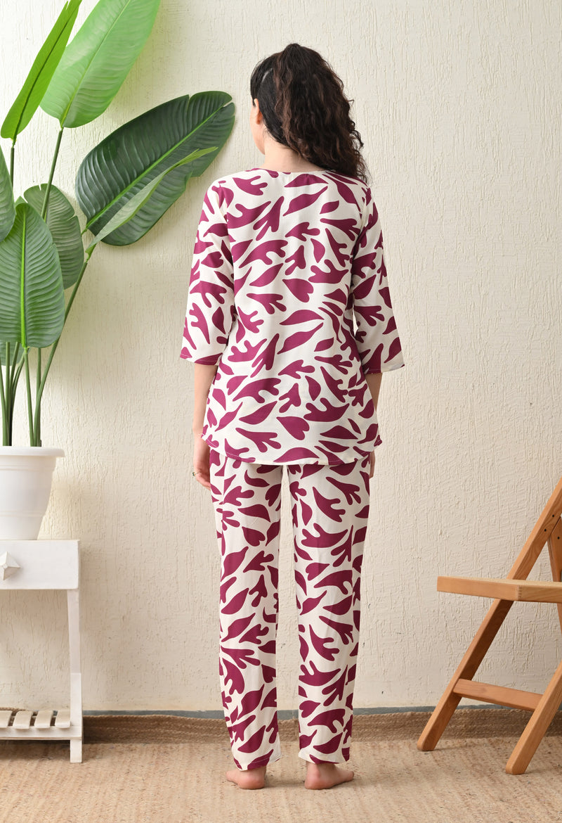 Ichaa Premium Rayon LoungeWear Set-Cream