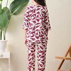 Ichaa Premium Rayon LoungeWear Set-Cream