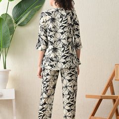 Ichaa Premium Rayon LoungeWear Set- Black