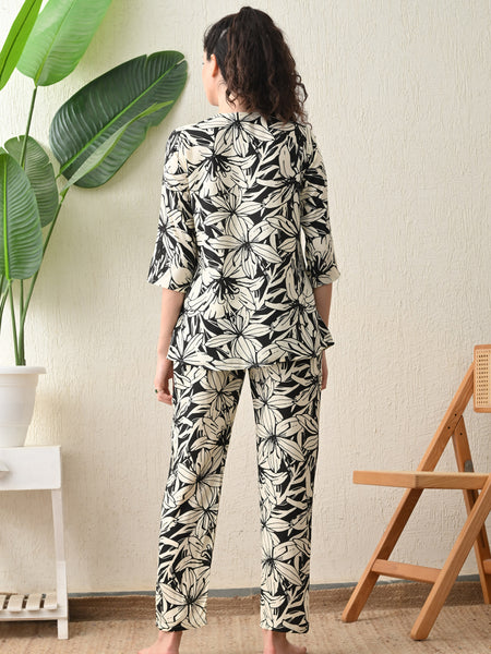 Ichaa Premium Rayon LoungeWear Set- Black