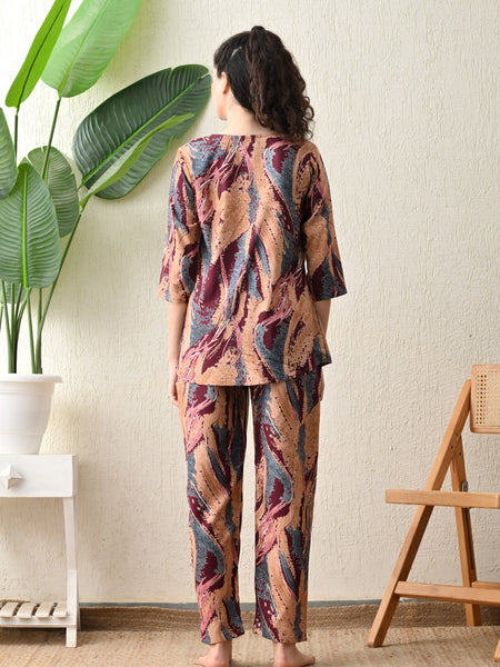 Ichaa Premium Rayon LoungeWear Set- Wine