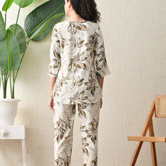 Ichaa Premium Rayon LoungeWear Set- Cream