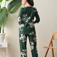 Ichaa Premium Rayon LoungeWear Set- Green