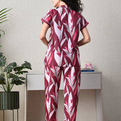 Ichaa Premium Rayon LoungeWear Set- Wine