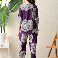 Ichaa Premium Rayon LoungeWear Set- Purple