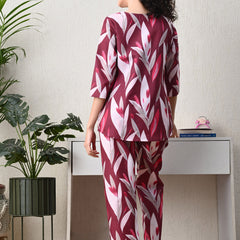 Ichaa Premium Rayon LoungeWear Set- Wine