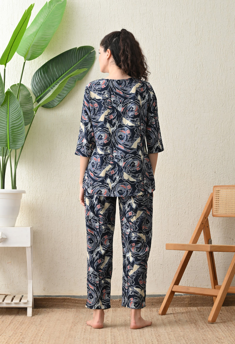Ichaa Premium Rayon LoungeWear Set- Multicolor