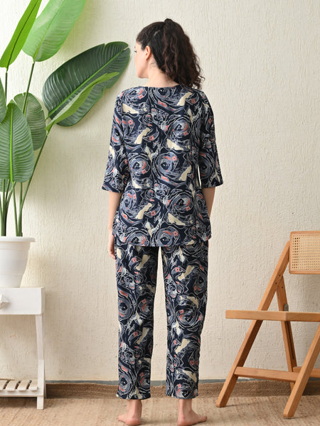 Ichaa Premium Rayon LoungeWear Set- Multicolor