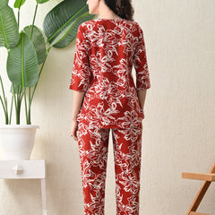 Ichaa Premium Rayon LoungeWear Set- Maroon