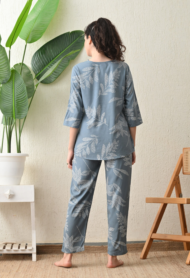 Ichaa Premium Rayon LoungeWear Set- Grey