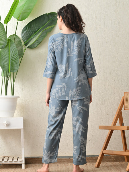 Ichaa Premium Rayon LoungeWear Set- Grey
