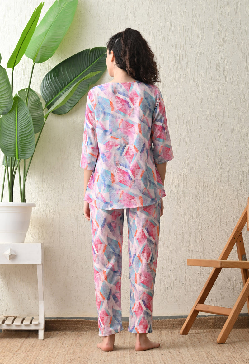 Ichaa Premium Rayon LoungeWear Set- Multicolor