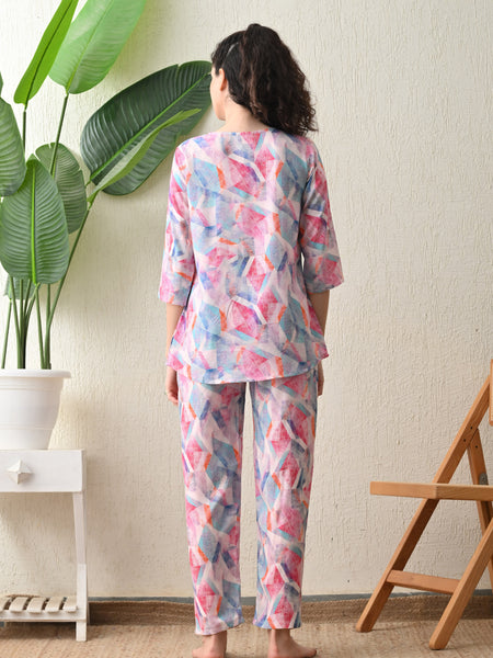 Ichaa Premium Rayon LoungeWear Set- Multicolor