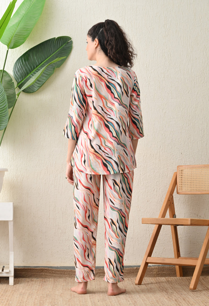 Ichaa Premium Rayon LoungeWear Set- Multicolor