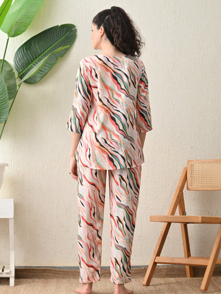 Ichaa Premium Rayon LoungeWear Set- Multicolor