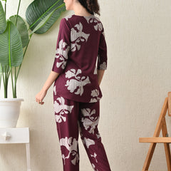 Ichaa Premium Rayon LoungeWear Set- Wine