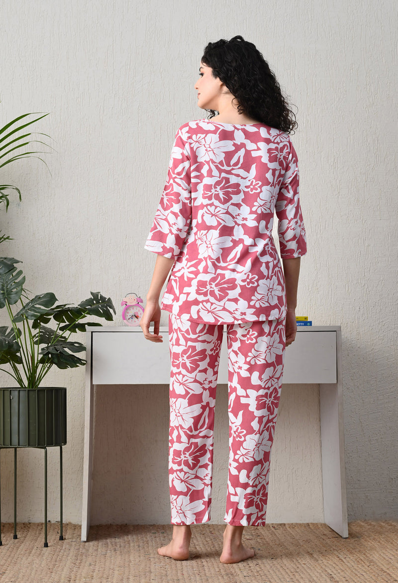 Ichaa Premium Rayon LoungeWear Set- Peach