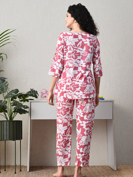 Ichaa Premium Rayon LoungeWear Set- Peach