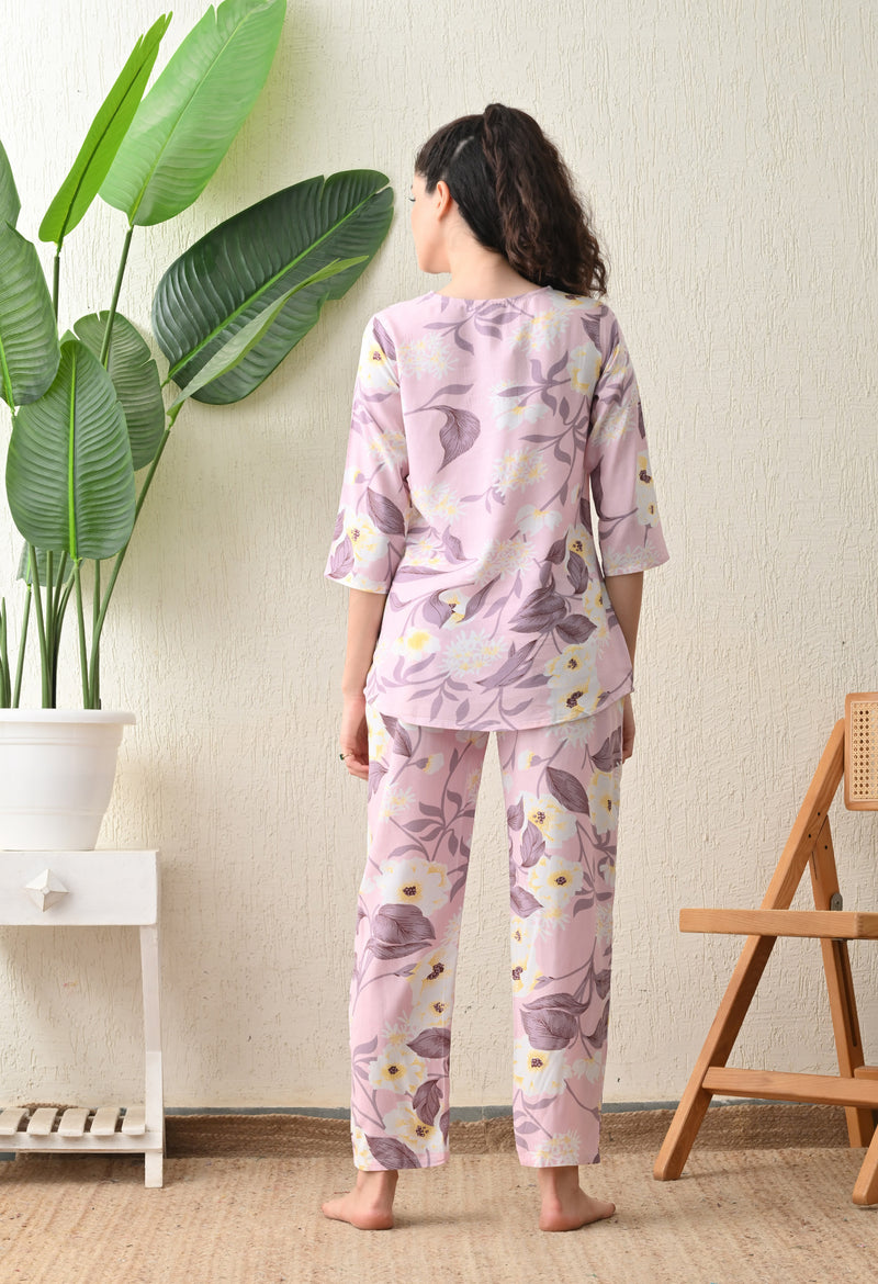Ichaa Premium Rayon LoungeWear Set- Lavender
