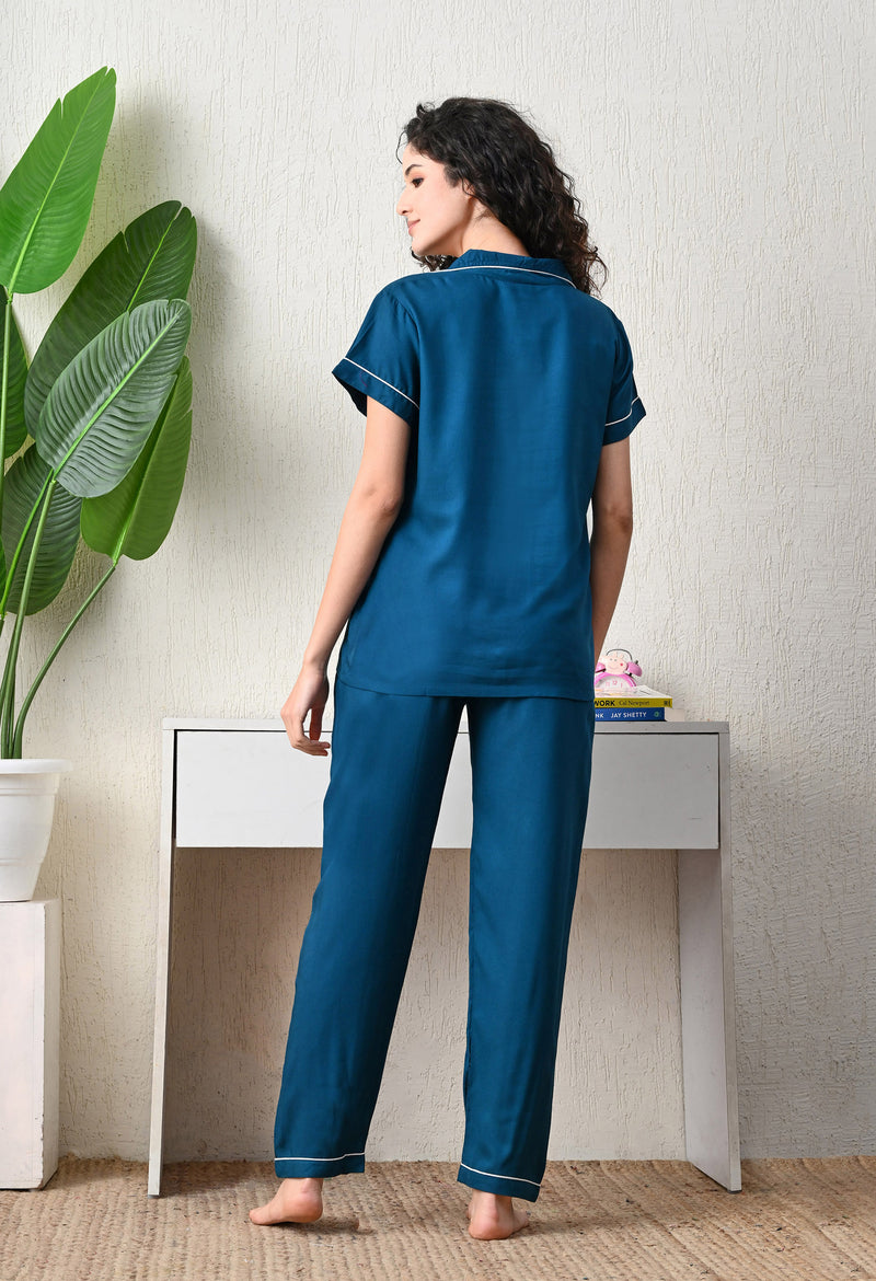 Ichaa Premium Rayon LoungeWear Set- Teal