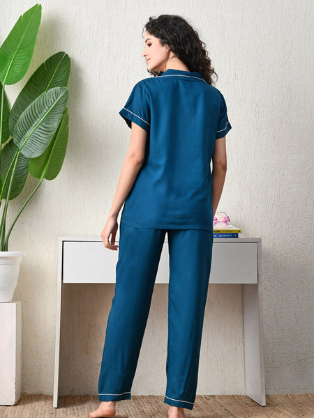 Ichaa Premium Rayon LoungeWear Set- Teal
