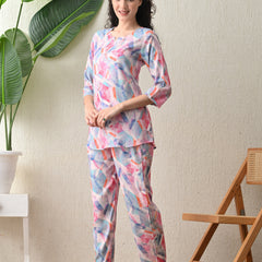 Ichaa Premium Rayon LoungeWear Set- Multicolor