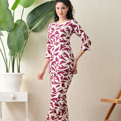 Ichaa Premium Rayon LoungeWear Set-Cream