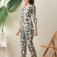 Ichaa Premium Rayon LoungeWear Set- Black