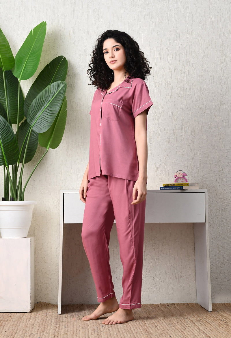 Ichaa Premium Rayon LoungeWear Set- Peach