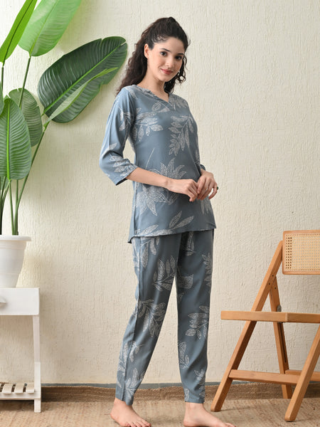 Ichaa Premium Rayon LoungeWear Set- Grey