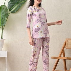 Ichaa Premium Rayon LoungeWear Set- Lavender