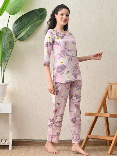 Ichaa Premium Rayon LoungeWear Set- Lavender