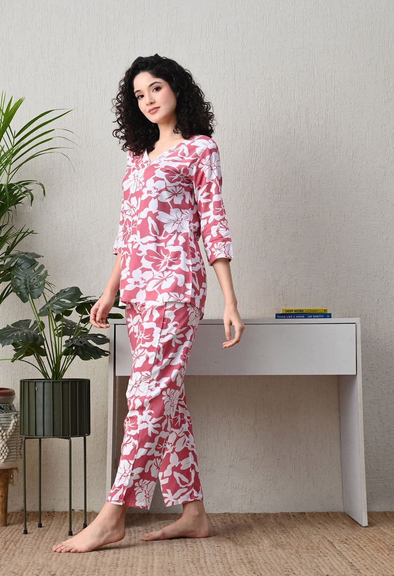 Ichaa Premium Rayon LoungeWear Set- Peach