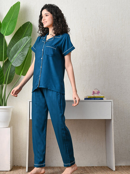 Ichaa Premium Rayon LoungeWear Set- Teal