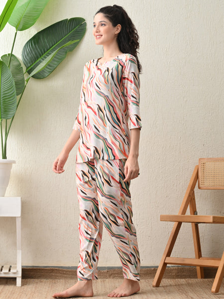 Ichaa Premium Rayon LoungeWear Set- Multicolor
