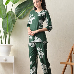 Ichaa Premium Rayon LoungeWear Set- Green