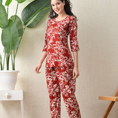 Ichaa Premium Rayon LoungeWear Set- Maroon