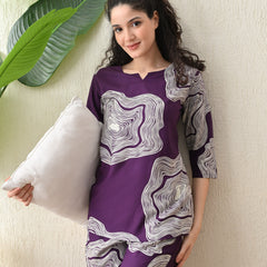 Ichaa Premium Rayon LoungeWear Set- Purple