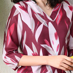Ichaa Premium Rayon LoungeWear Set- Wine