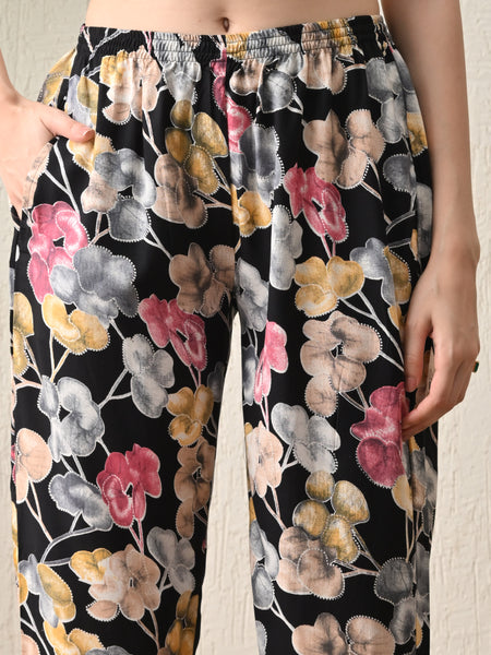 Ichaa Premium Rayon LoungeWear Set- Black